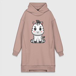 Женское худи-платье Весёлая зебра, цвет: пыльно-розовый