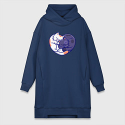 Женская толстовка-платье Сердечные котики