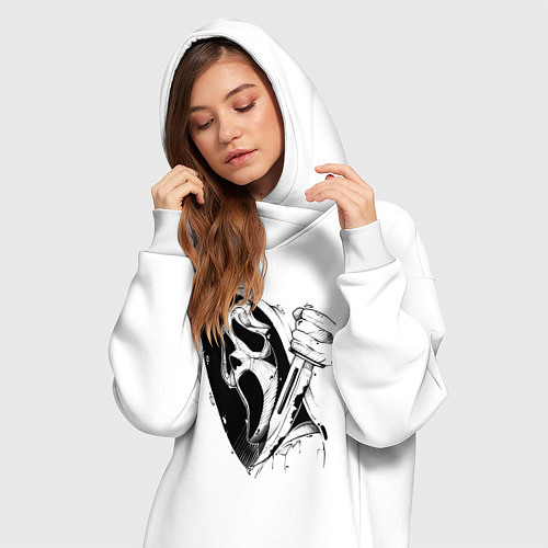 Женская толстовка-платье Крик - Гоуст фейс / Белый – фото 3