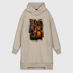 Женское худи-платье Аниматроники из Five Nights at Freddys, цвет: миндальный