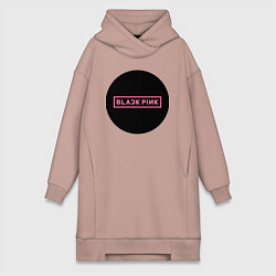 Женское худи-платье Blackpink logotype - group of South Korea, цвет: пыльно-розовый