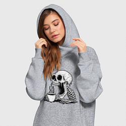 Женское худи-платье Skeleton with coffee, цвет: меланж — фото 2