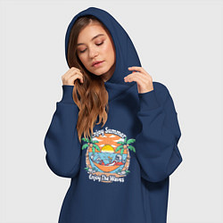 Женское худи-платье Скелет на чиле, цвет: тёмно-синий — фото 2