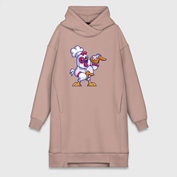 Женское худи-платье Петушок повар, цвет: пыльно-розовый