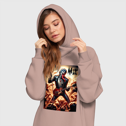 Женская толстовка-платье Mick Jagger - Rolling Stones / Пыльно-розовый – фото 3