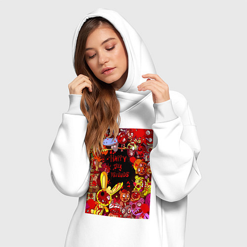 Женская толстовка-платье Счастливые лесные друзья - мясо / Белый – фото 3
