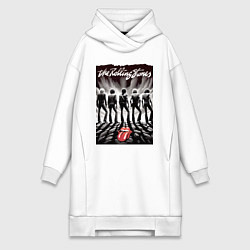 Женское худи-платье Молодые Роллинги со спины - восход солнца, цвет: белый