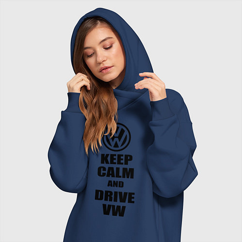 Женская толстовка-платье Keep Calm & Drive VW / Тёмно-синий – фото 3