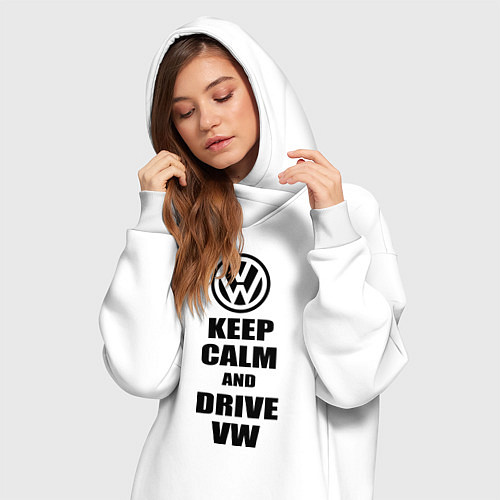 Женская толстовка-платье Keep Calm & Drive VW / Белый – фото 3