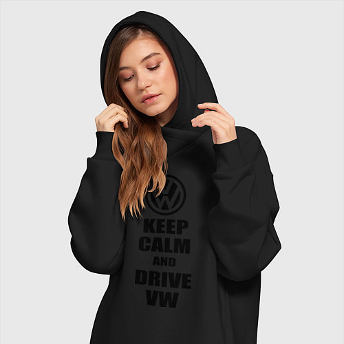 Женская толстовка-платье Keep Calm & Drive VW / Черный – фото 3