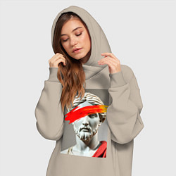 Женское худи-платье Античная статуя с красным штрихом, цвет: миндальный — фото 2