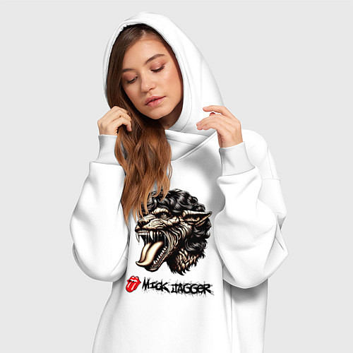 Женская толстовка-платье Mick Jagger - stylization / Белый – фото 3