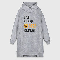 Женская толстовка-платье Еда сон пчёлы