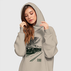 Женское худи-платье Гоночный спорткар, цвет: миндальный — фото 2