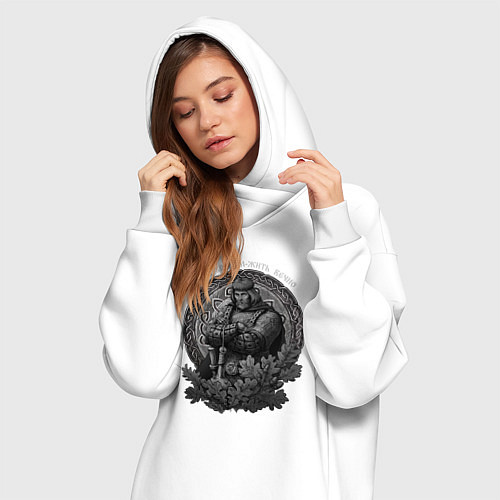 Женская толстовка-платье Воин живёт вечно / Белый – фото 3