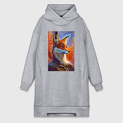 Женское худи-платье Fox fashionista - ai art fantasy, цвет: меланж