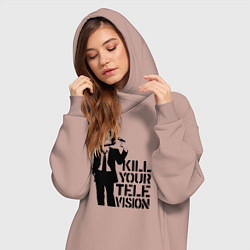 Женское худи-платье Убей свой телевизор, цвет: пыльно-розовый — фото 2