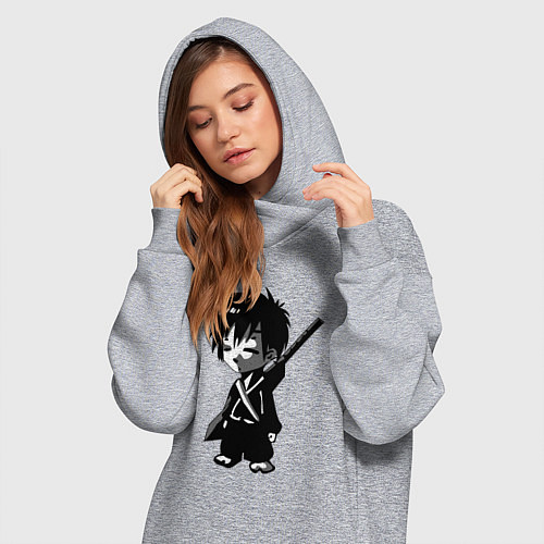Женская толстовка-платье Маленький воин-самурай / Меланж – фото 3