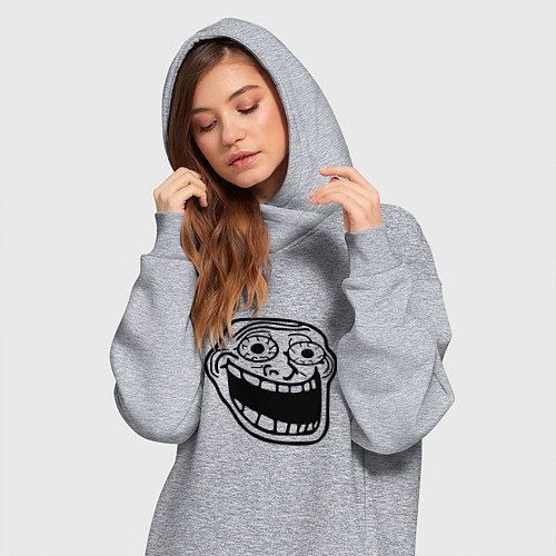 Женская толстовка-платье Омега тролл фейс мем / Меланж – фото 3
