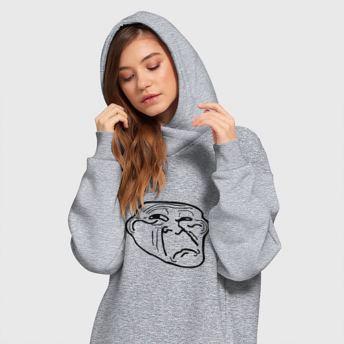 Женская толстовка-платье Тролл фейс недовольный мем / Меланж – фото 3