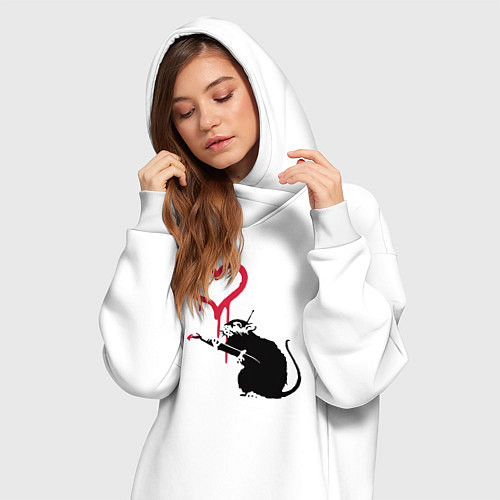 Женская толстовка-платье Rat heart / Белый – фото 3