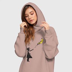 Женское худи-платье Девочка и банан, цвет: пыльно-розовый — фото 2