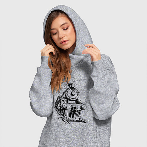 Женская толстовка-платье Векторный паровоз / Меланж – фото 3