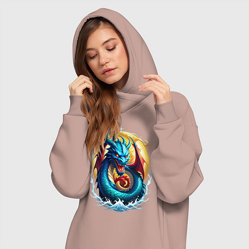 Женская толстовка-платье Водолей в тени дракона / Пыльно-розовый – фото 3