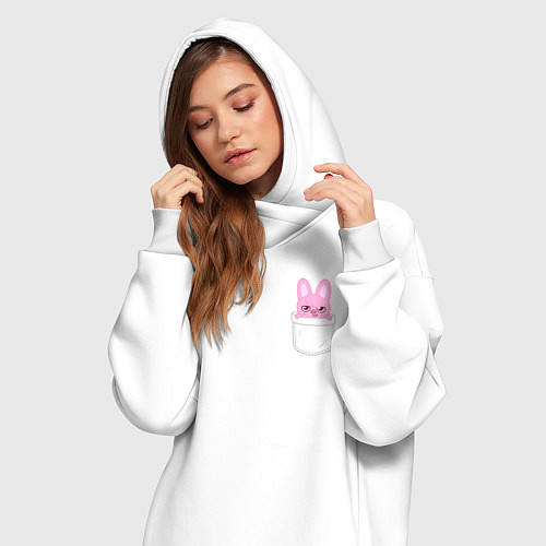 Женская толстовка-платье Dwaekki in pocket / Белый – фото 3