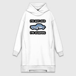 Женское худи-платье Я не старый, я классический, цвет: белый
