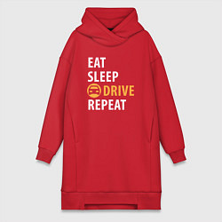 Женское худи-платье Eat sleep drive, цвет: красный
