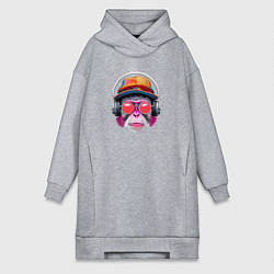 Женское худи-платье Музыкальная мартышка, цвет: меланж