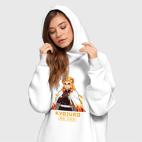 Женская толстовка-платье Клинок рассекающий демонов Kyoujurou / Белый – фото 3