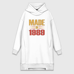 Женское худи-платье Сделано в 1989 сепия, цвет: белый