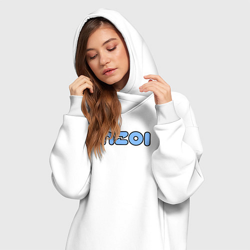 Женская толстовка-платье Inzoi синий логотип / Белый – фото 3