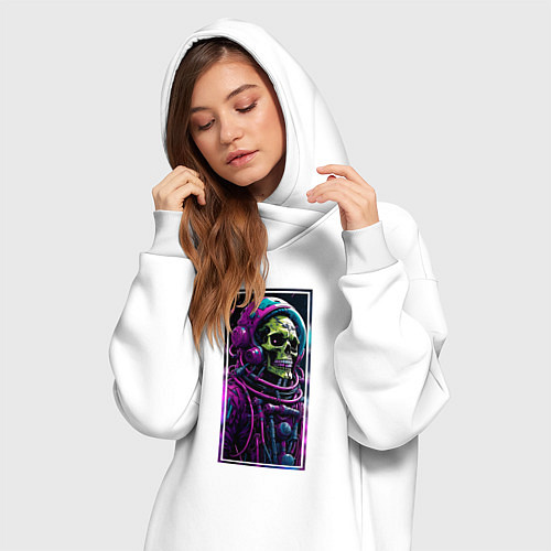 Женская толстовка-платье Скелет космонавт / Белый – фото 3