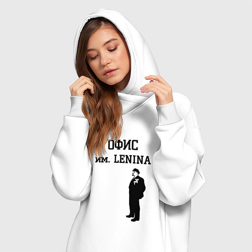 Женская толстовка-платье Офис имени Ленина / Белый – фото 3