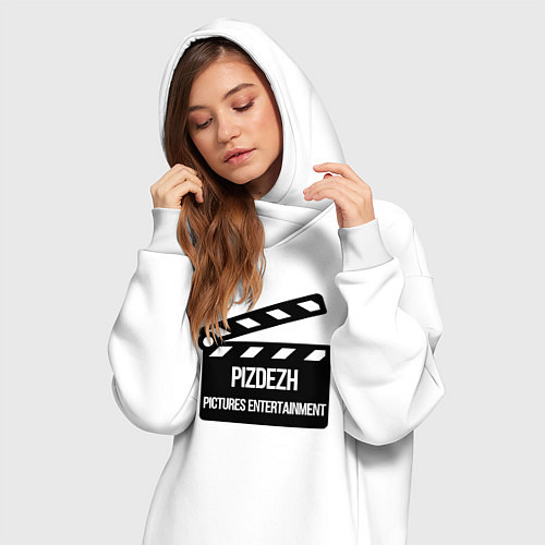Женская толстовка-платье Pizdezh pictures entertainment / Белый – фото 3