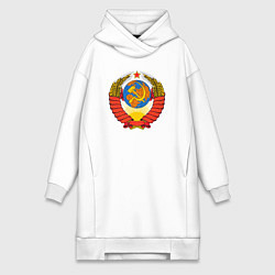 Женское худи-платье Геральдика СССР, цвет: белый