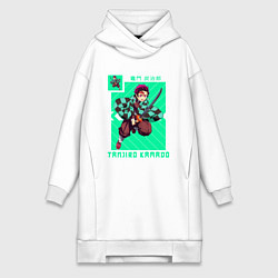 Женское худи-платье Клинок рассекающий демонов Tanjiro Kamado, цвет: белый