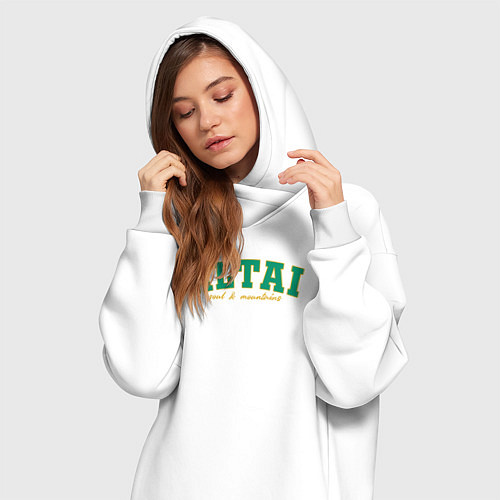 Женская толстовка-платье Altai soul and mountains / Белый – фото 3