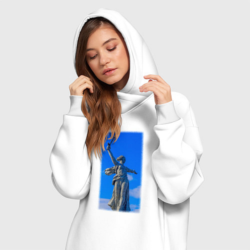 Женская толстовка-платье Родина мать статуя / Белый – фото 3