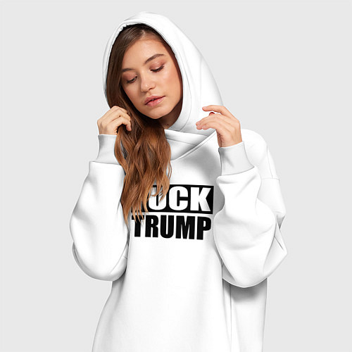 Женская толстовка-платье Trump fuck / Белый – фото 3