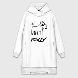 Женское худи-платье Бультерьер хулиган, цвет: белый