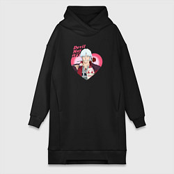 Женское худи-платье Devil May Cry - anime Данте романтик с розой в сер, цвет: черный