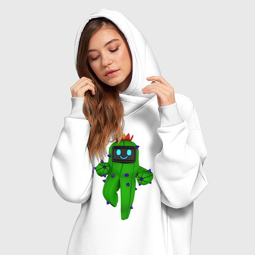 Женская толстовка-платье Tанцующий кактус из игры / Белый – фото 3