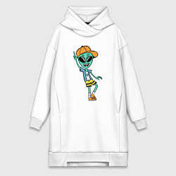 Женская толстовка-платье Инопланетянин в кепке танцует
