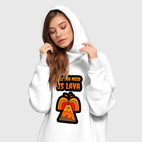 Женская толстовка-платье Всё что тебе нужно это лава / Белый – фото 3