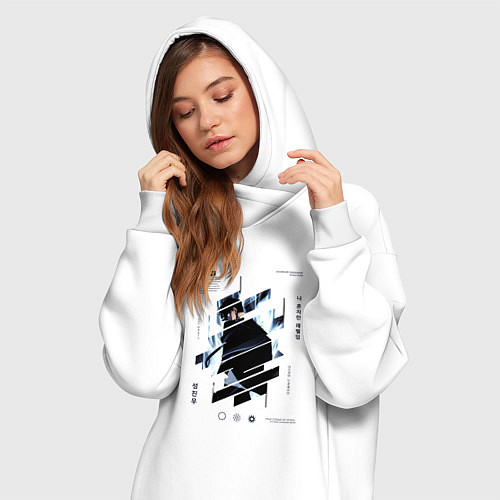 Женская толстовка-платье Поднятие уровня в одиночку, Сон Джин-У / Белый – фото 3