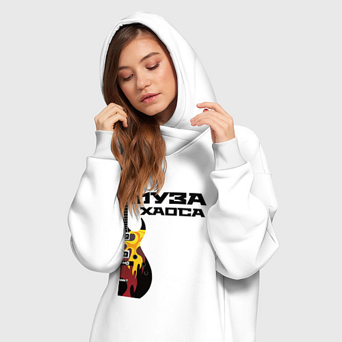 Женская толстовка-платье Муза хаоса рок / Белый – фото 3
